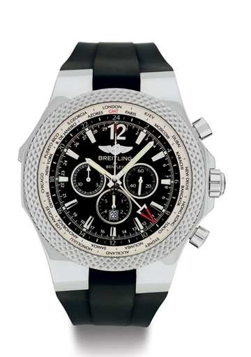 BREITLING. A SPECIAL EDITION OVERSIZED STAINLESS STEEL AUTOMATIC CHRONOGRAPH WRISTWATCH WITH DUAL TIME ZONE, WORLD TIME AND DATE