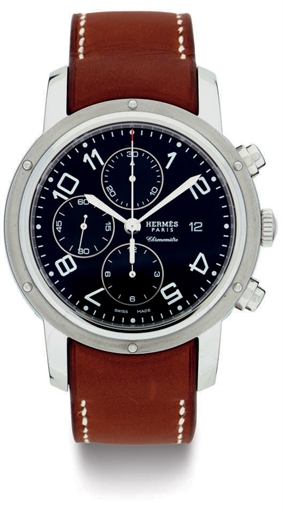 HERMES. A STAINLESS STEEL AUTOMATIC CHRONOGRAPH WRISTWATCH WITH DATE