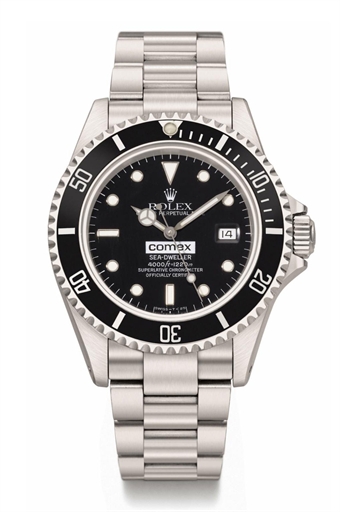 Rolex. A rare stainless steel automatic wristwatch with centre seconds, date, gas escape valve, bracelet and original certificate, made for COMEX