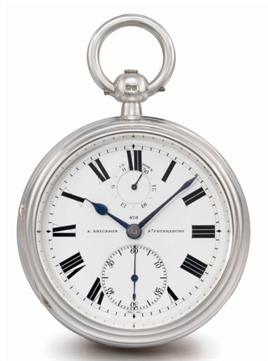 Victor Kullberg, made for A. Ericsson. A large silver openface keywound pocket chronometer with power reserve