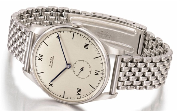 Rolex. A large and unusual stainless steel wristwatch with bracelet