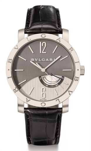 Bulgari. A large 18K white gold wristwatch with sweep centre seconds, power reserve and two-tone dial