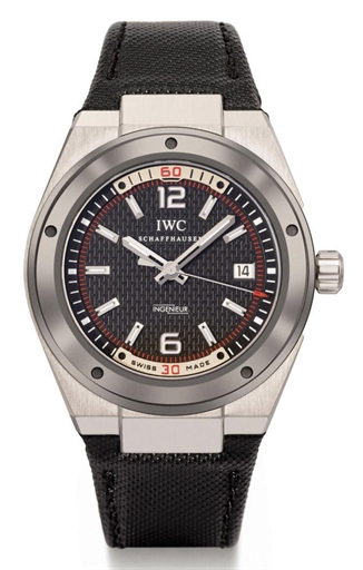 IWC. A large stainless steel and ceramic tonneau-shaped automatic wristwatch with sweep centre seconds and date