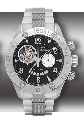 ZENITH, DEFY CLASSIC, EL PRIMERO.STAINLESS STEEL AUTOMATIC CHRONOGRAPH WRISTWATCH WITH POWER RESERVE AND BRACELET