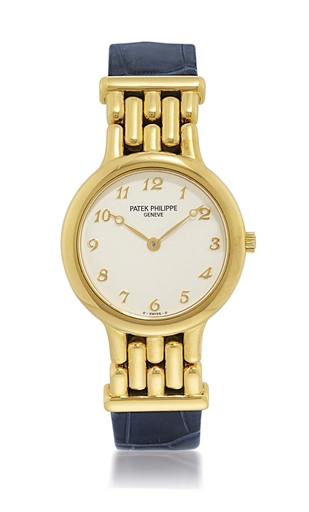 PATEK PHILIPPE, REF. 4812J.LADY'S YELLOW GOLD QUARTZ WRISTWATCH WITH UNUSUAL LUGS
