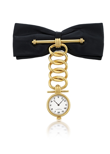PATEK PHILIPPE, REF. 4762J.YELLOW GOLD QUARTZ BROOCH-WATCH