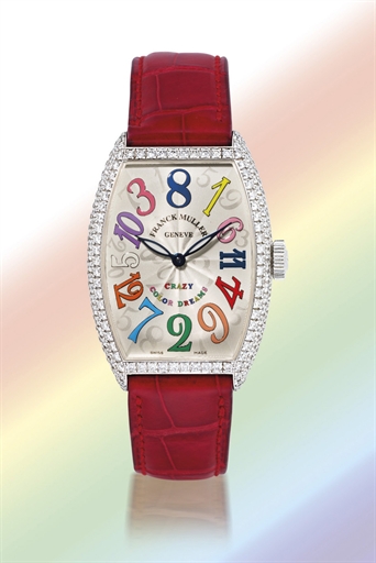 FRANCK MULLER, CRAZY HOURS COLOR DREAMS.WHITE GOLD AND DIAMOND-SET AUTOMATIC WRISTWATCH