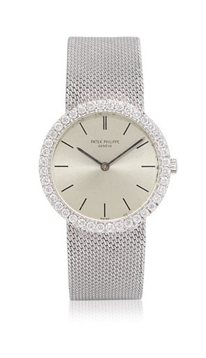 PATEK PHILIPPE, REF. 3515/2.LADY'S WHITE GOLD DIAMOND-SET MANUALLY-WOUND BRACELET WATCH