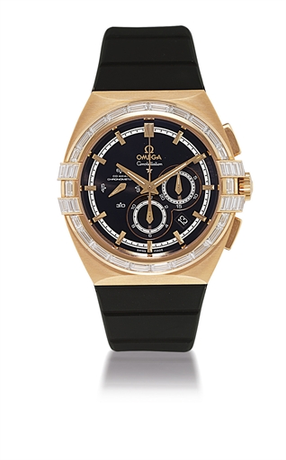 OMEGA, CONSTELLATION DOUBLE EAGLE.PINK GOLD AND DIAMOND-SET AUTOMATIC CHRONOMETER CHRONOGRAPH WRISTWATCH WITH DATE DISPLAY, LIMITED EDITION OF 50