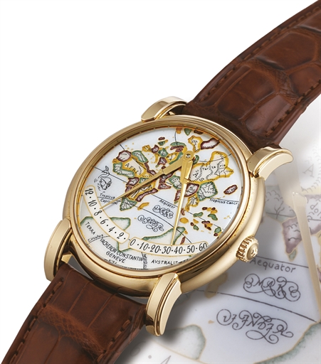 VACHERON CONSTANTIN, MERCATOR.YELLOW GOLD AUTOMATIC WRISTWATCH WITH ENAMEL DIAL, RETROGRADE HOURS AND MINUTES