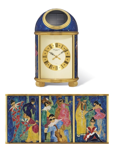 PATEK PHILIPPE, REF. 765.GILT BRASS AND CLOISONN