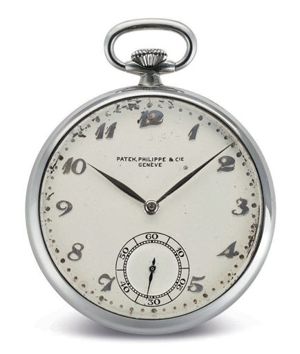 PATEK PHILIPPE. A RARE STAINLESS STEEL OPENFACE KEYLESS LEVER WATCH WITH BREGUET NUMERALS
