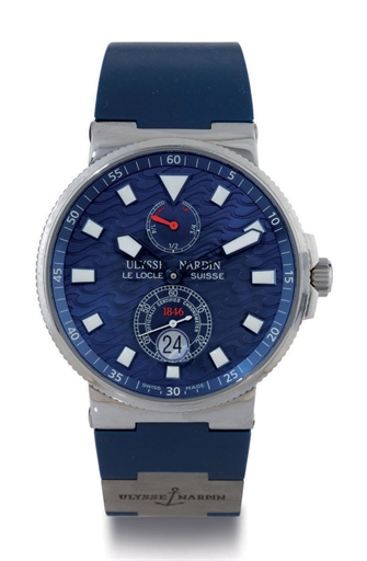 ULYSSE NARDIN. A LIMITED EDITION STAINLESS STEEL AUTOMATIC WRISTWATCH WITH DATE AND UP-AND-DOWN INDICATOR