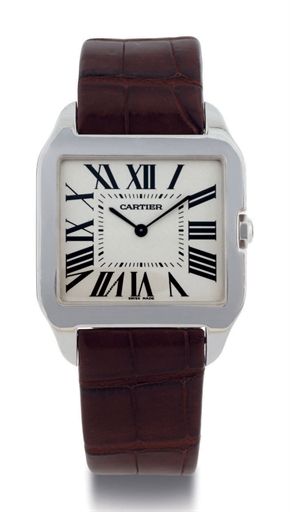 CARTIER. AN 18K WHITE GOLD SQUARE WRISTWATCH