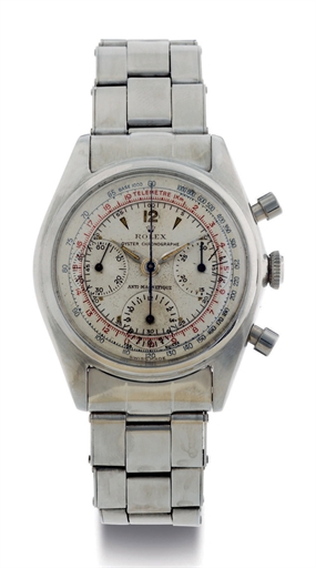 ROLEX. A FINE STAINLESS STEEL CHRONOGRAPH WRISTWATCH WITH BRACELET