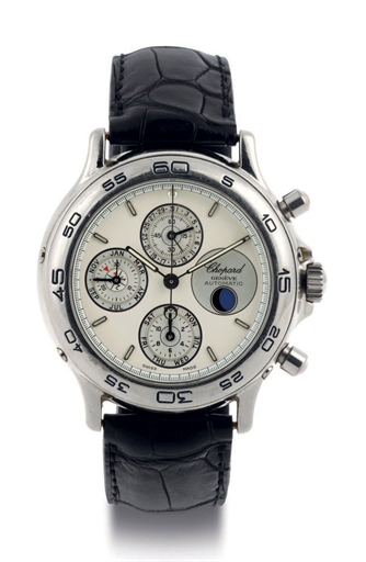 CHOPARD. A LIMITED EDITION PLATINUM AUTOMATIC PERPETUAL CALENDAR CHRONOGRAPH WRISTWATCH WITH MOON PHASES