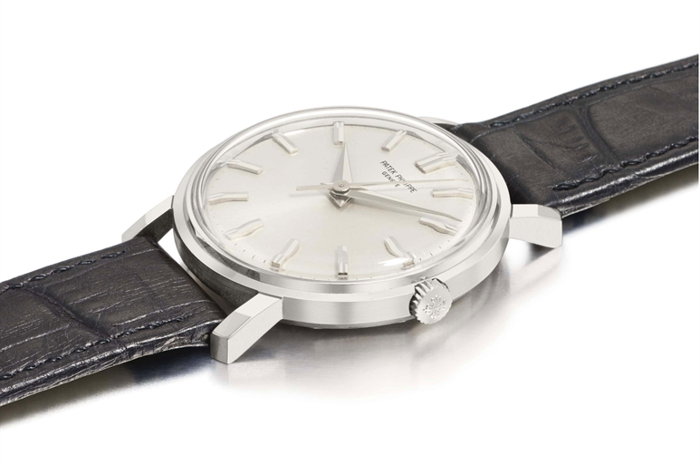 Patek Philippe. An unusual and extremely rare 18K white gold wristwatch with sweep centre seconds