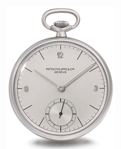 Patek Philippe. A stainless steel openface keyless lever watch