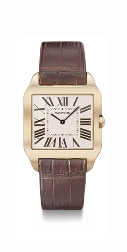 Cartier. A large 18K pink gold square-shaped wristwatch