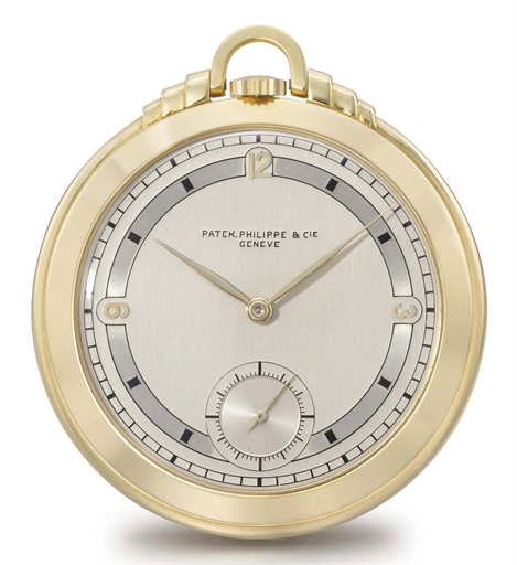 PATEK PHILIPPE. A FINE AND UNUSUAL 18K GOLD OPENFACE KEYLESS LEVER POCKET WATCH WITH TWO-TONE SILVERED DIAL