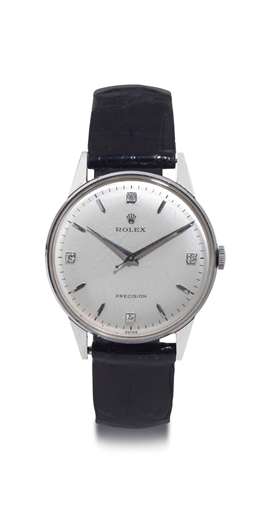 ROLEX. A STAINLESS STEEL AND DIAMOND WRISTWATCH WITH CENTER SECONDS