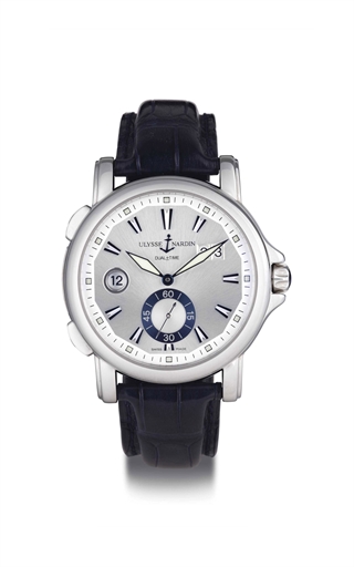 ULYSSE NARDIN. A STAINLESS STEEL AUTOMATIC WRISTWATCH WITH DUAL TIME AND DATE