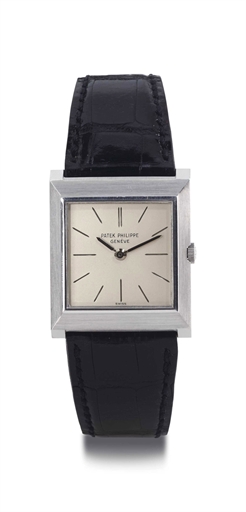 PATEK PHILIPPE. A SQUARE PLATINUM WRISTWATCH