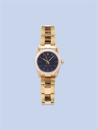 A MID-SIZE 18K PINK GOLD AND DIAMOND AUTOMATIC WRISTWATCH WITH CENTRE SECONDS, BY ROLEX