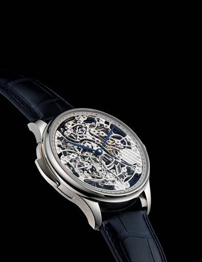 IWC. A FINE AND RARE LIMITED EDITION 18K WHITE GOLD SKELETONIZED MINUTE REPEATING WRISTWATCH
