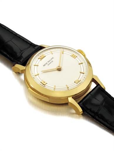 PATEK PHILIPPE. AN EXTRAORDINARILY FINE AND ONLY KNOWN 18K GOLD MINUTE REPEATING WRISTWATCH WITH TWO TONE DIAL