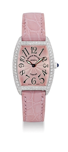 FRANCK MULLER. A LADY'S 18K WHITE GOLD AND DIAMOND-SET TONNEAU-SHAPED WRISTWATCH