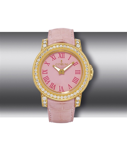 CORUM. A LADY'S OVERSIZED 18K GOLD AND DIAMOND-SET AUTOMATIC WRISTWATCH