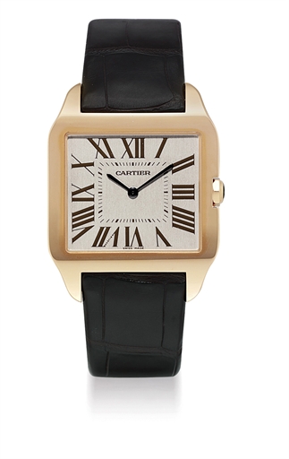 CARTIER. A FINE 18K PINK GOLD SQUARE WRISTWATCH