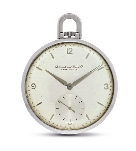 IWC. A PLATINUM OPENFACE KEYLESS WATCH