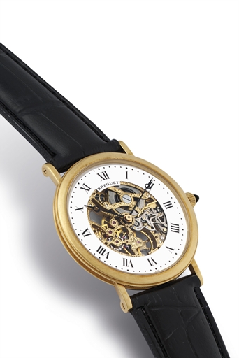 BREGUET. AN 18K GOLD SKELETONIZED WRISTWATCH