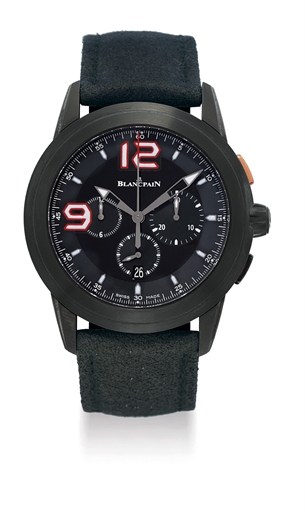 BLANCPAIN. A LARGE DLC COATED STAINLESS STEEL LIMITED EDITION CHRONOGRAPH WRISTWATCH WITH DATE