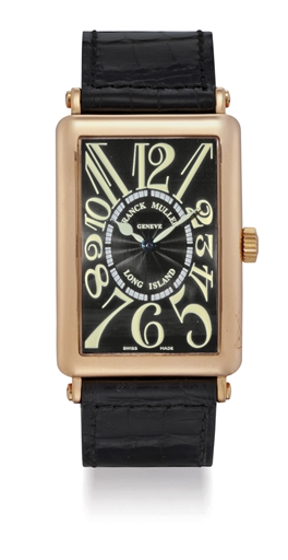 FRANCK MULLER. AN 18K PINK GOLD RECTANGULAR AUTOMATIC WRISTWATCH