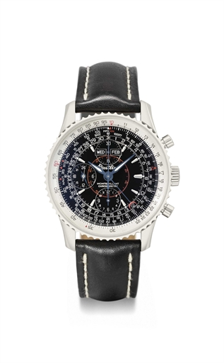 Breitling. A large stainless steel automatic triple calendar chronograph wristwatch
