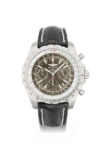 Breitling. A large stainless steel tonneau-shaped automatic 30 seconds chronograph wristwatch with date