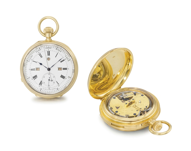 Louis Audemars, made for Leroy Son. A highly rare and unusual 18K gold openface minute repeating triple calendar keyless lever watch with aneroid barometer