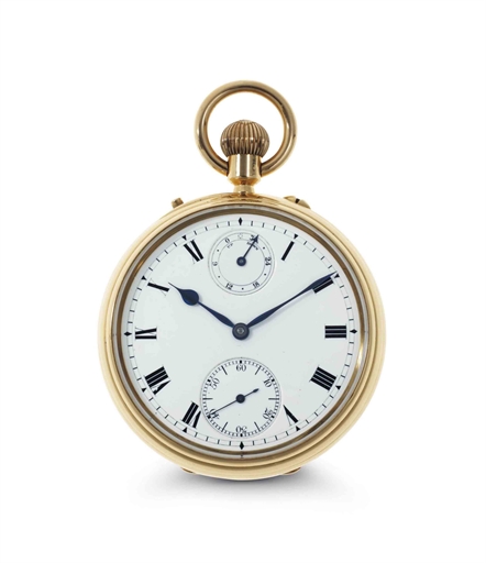 S. Smith Sons. An Extremely Fine And Rare 18k Gold Openface Keyless Lever Pocket Watch With One Minute Tourbillon, Up and Down Indicator and Class A Kew Certificate
