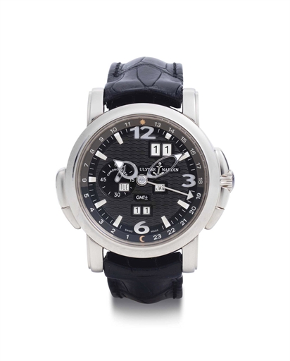 Ulysse Nardin. An 18k White Gold Automatic Perpetual Calendar Dual Time Wristwatch With GMT And Night And Day Indication