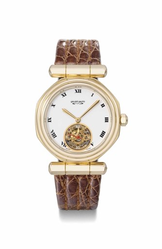 Gerald Genta. A Fine 18K gold automatic tourbillon wristwatch