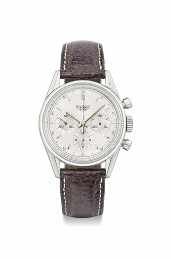 Heuer. A stainless steel chronograph wristwatch