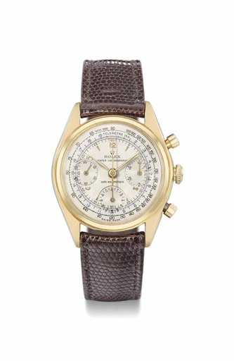 Rolex. A very fine and rare 18K gold chronograph wristwatch
