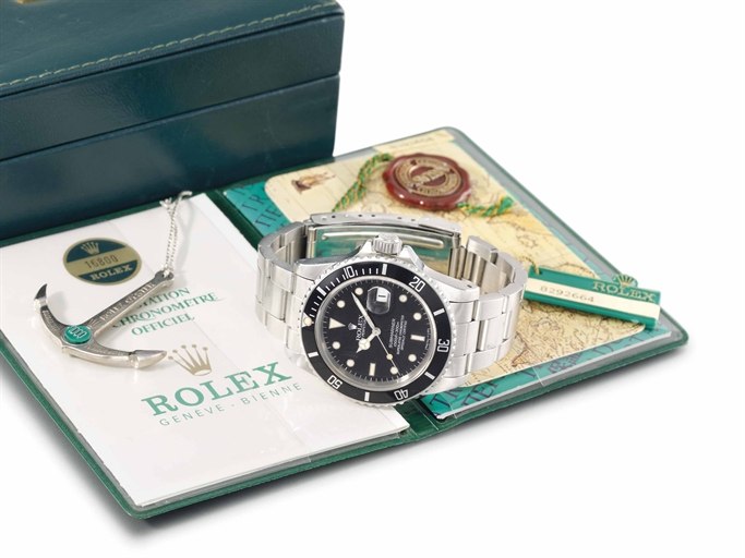 Rolex. A rare stainless steel automatic wristwatch with sweep centre seconds, date, bracelet, guarantee and box, made for COMEX