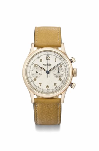 Breitling. A fine 18K pink gold chronograph wristwatch