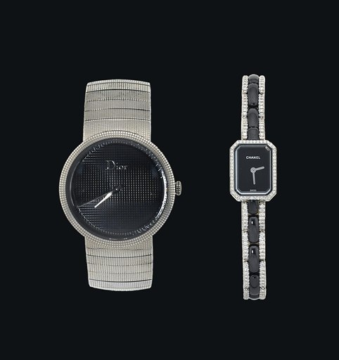 A lady's white gold and diamond-set 'Première' quartz wristwatch, by Chanel and a stainless steel wristwatch, by Christian Dior