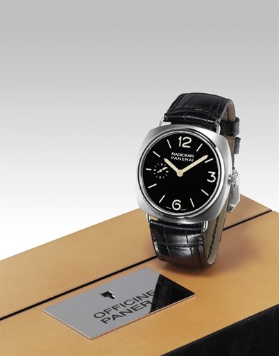 PANERAI. A FINE AND RARE TITANIUM LIMITED EDITION CUSHION-SHAPED WRISTWATCH WITH ORIGINAL CERTIFICATE AND BOX