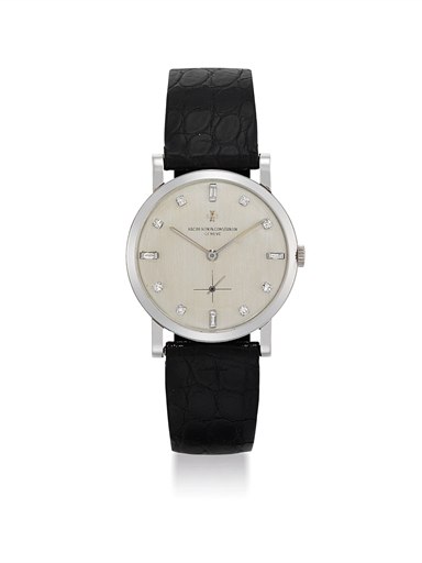 VACHERON CONSTANTIN. A FINE AND RARE PLATINUM AND DIAMOND-SET WRISTWATCH